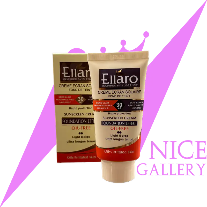 ellaro-sun-screen-cream-oil-free-natural-beige ضد آفتاب رنگی الارو SPF30 لایت بژ