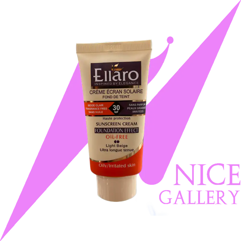 ellaro-suns-creen-cream-oil-free-natural-beige ضد آفتاب رنگی الارو SPF30 لایت بژ