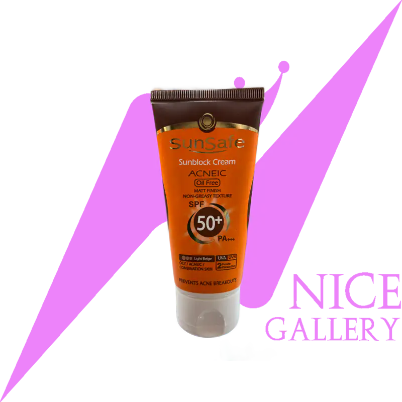 کرم ضد آفتاب سان سیف بژ طبیعی برای پوست چرب و آکنه دار +SPF 50